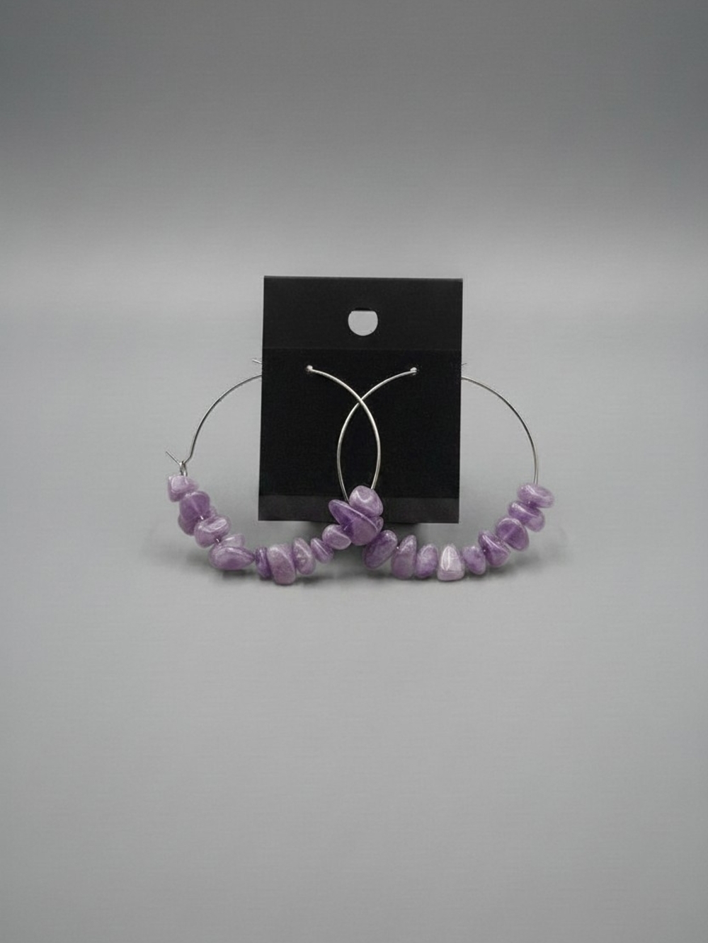 Amethyst-Tone Chip Hoop Earrings